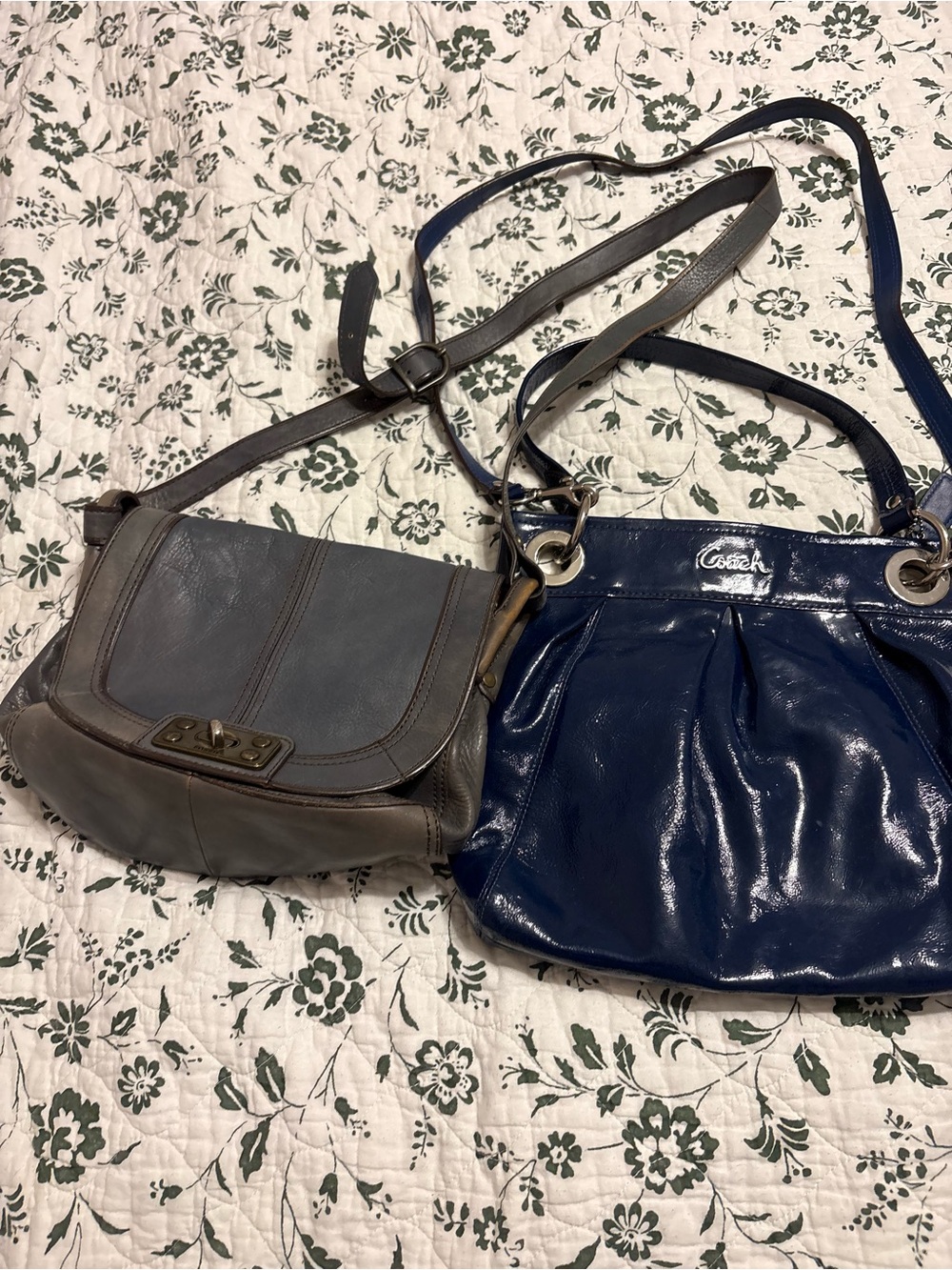 Fossil and Coach blue leather purse